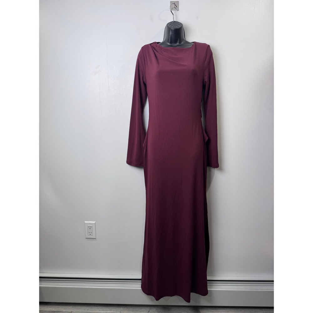 NWT Petal and Pup Women Deep Red Nash Long Sleeve Maxi Dress Twist Back Medium
